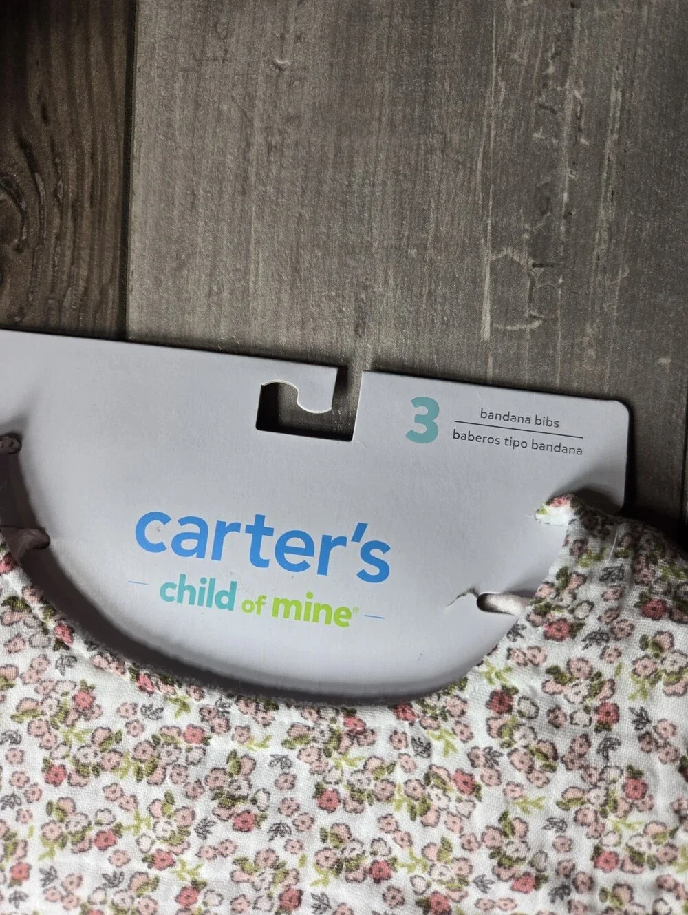 NWT Carter's Baby Girls 3‑Pack Pink Floral & Solid Bandana Bibs ONE SIZE
